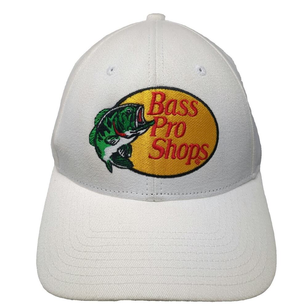 Bass Pro Shops Snapback Hat White One Size Fishing Bass Logo Adjustable Outdoor